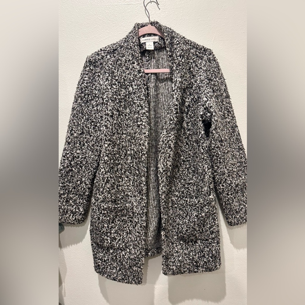 & Other Stories Black and White Textured Trench Coat